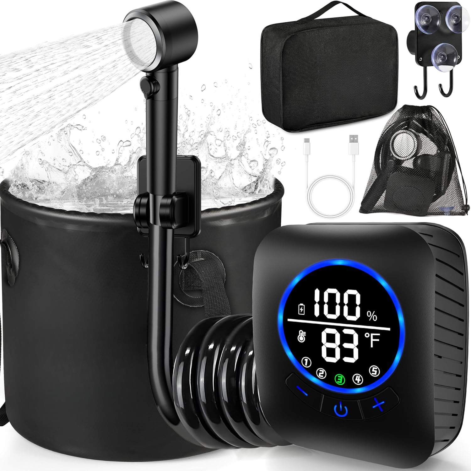 Outdoor Camping Water Heater - Portable Water Heater with Handheld Showerhead,