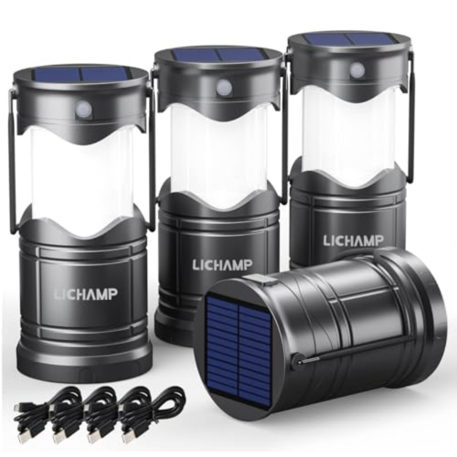 Camping Solar Lantern - 4-Pack Solar Camping Lantern USB Rechargeable