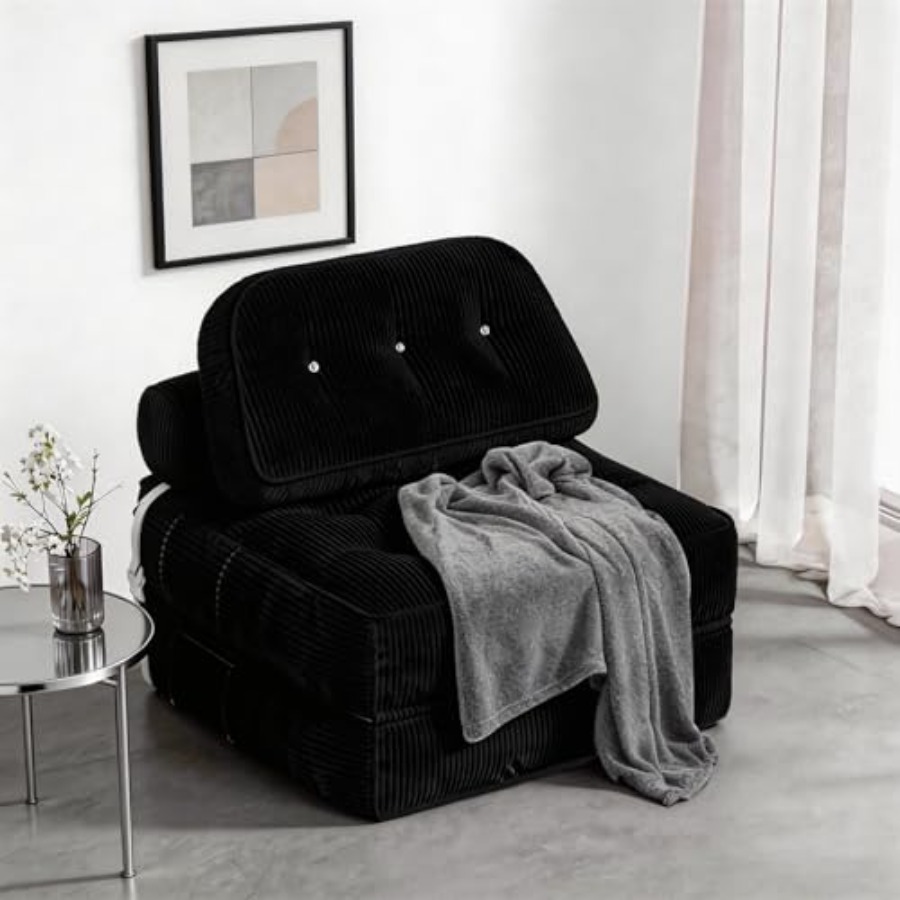 Folding Chair - Folding Sofa Bed, Flannel Futon Couch