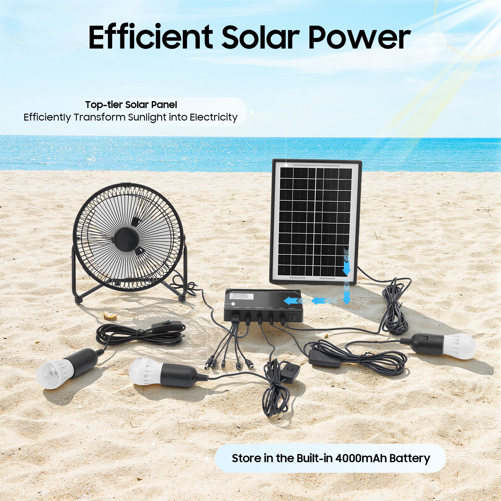 Camping Solar Lantern - 100-240V Solar Fan And Lamp Kit,