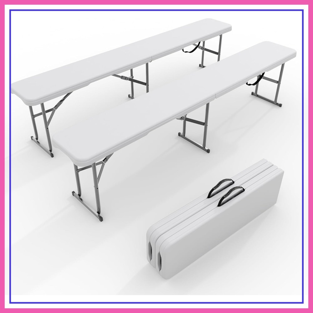Outdoor Camping Activities - 6FT Folding Bench 2 Pack, Portable
