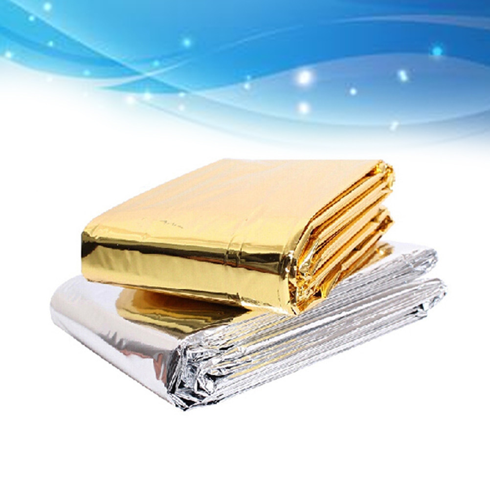 Outdoor Camping Heated Blanket - Emergency Blanket Silver Golden Double Color