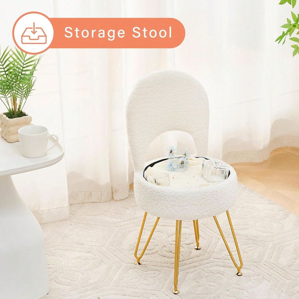 Folding Chair - Ottoman Vanity Stool Chair With Folding