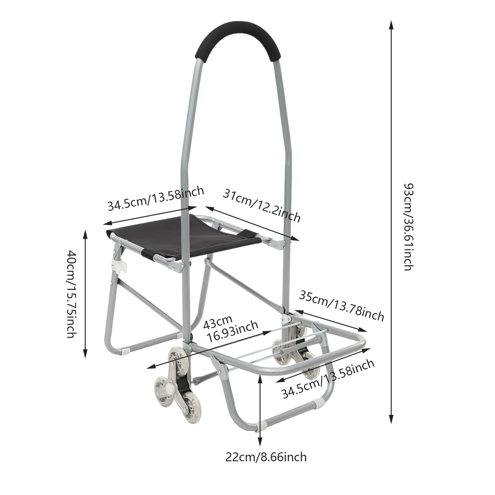 Silver 16.93*36.61inch Rolling - Folding Chair 리뷰 및 가격