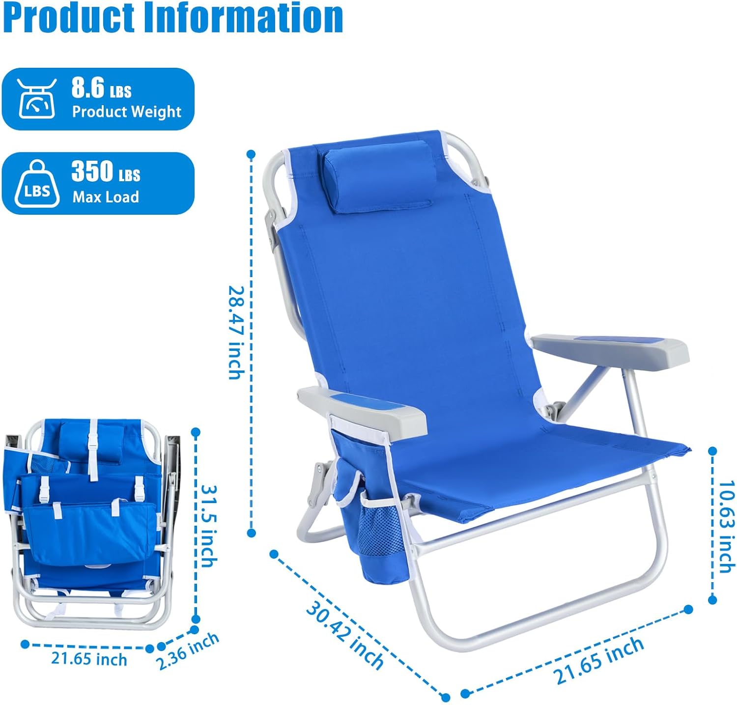 Low Beach Chair 2 Pack, 5-Posi - Folding Chair 리뷰 및 가격
