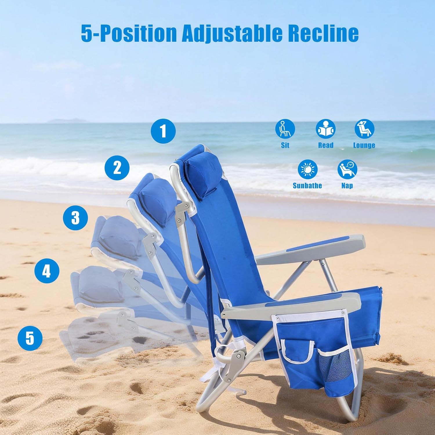 Low Beach Chair 2 Pack, 5-Posi - Folding Chair 리뷰 및 가격