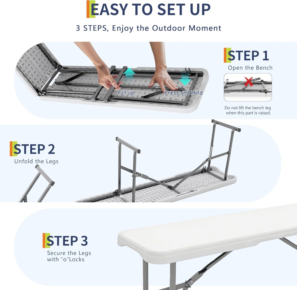 6FT Folding Bench 2 Pack, Port - Outdoor Camping Activities 리뷰 및 가격