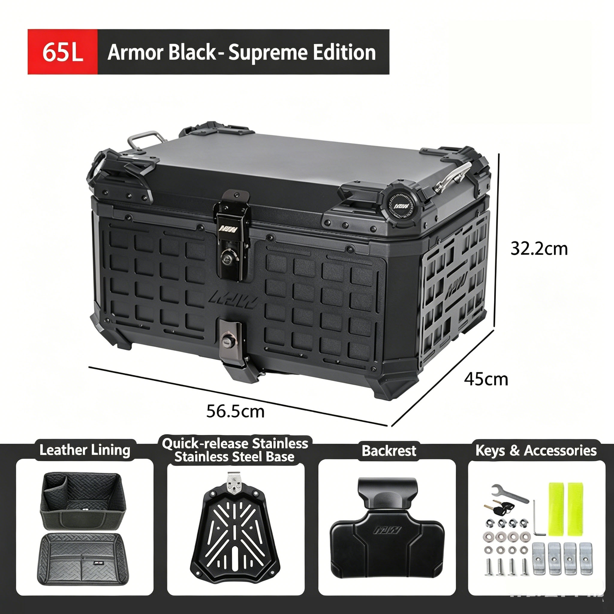 65L Motorcycle Rear Top Box Mo - Camping Quad 리뷰 및 가격