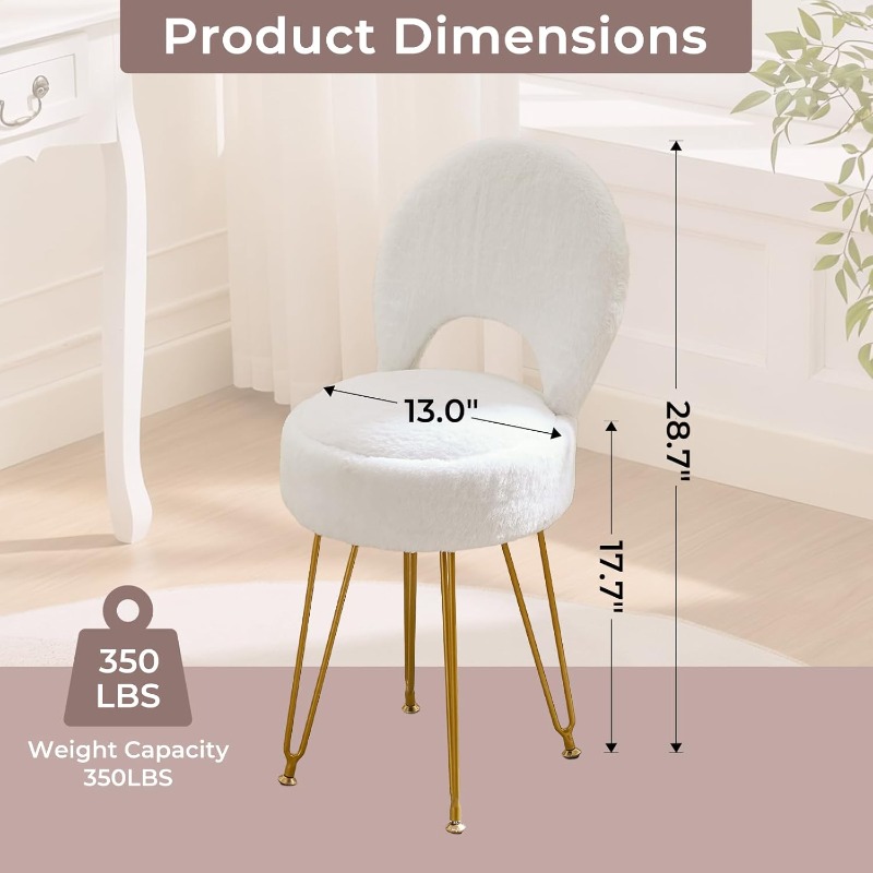 Faux Fur White Small Vanity Ch - Folding Chair 리뷰 및 가격