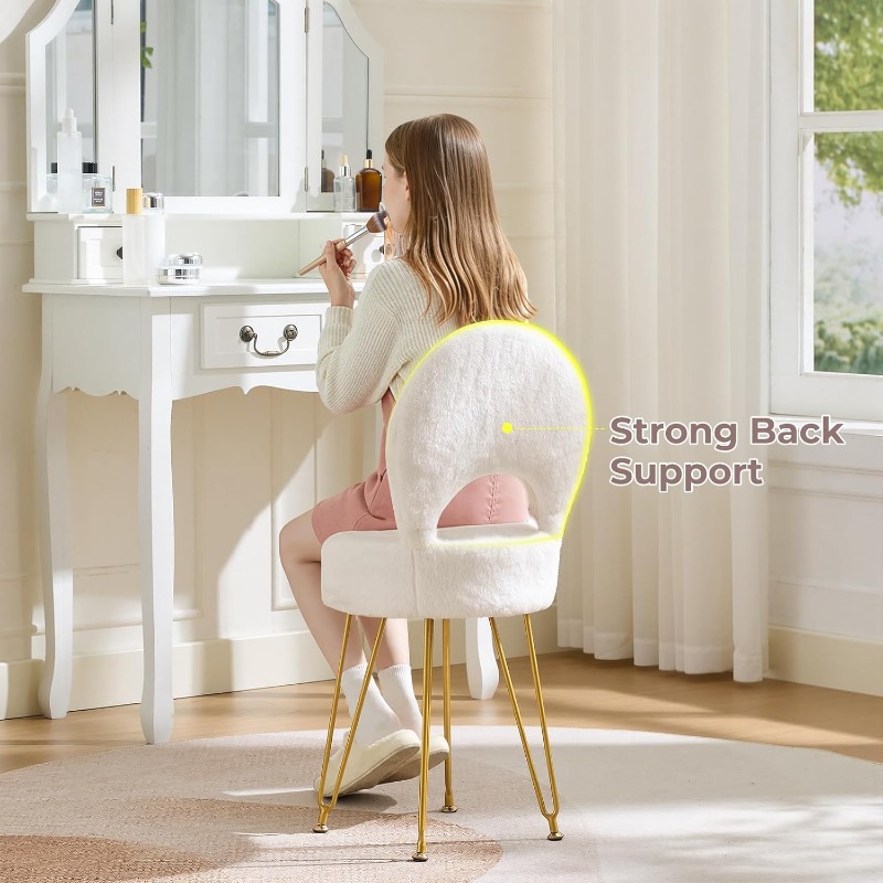 Faux Fur White Small Vanity Ch - Folding Chair 리뷰 및 가격