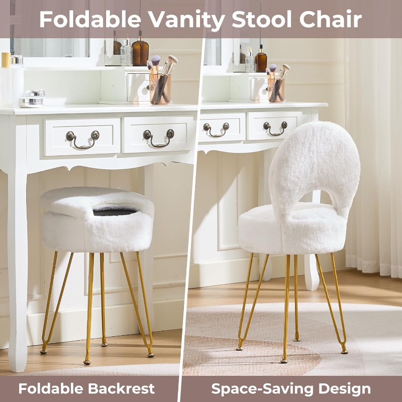 Faux Fur White Small Vanity Ch - Folding Chair 리뷰 및 가격